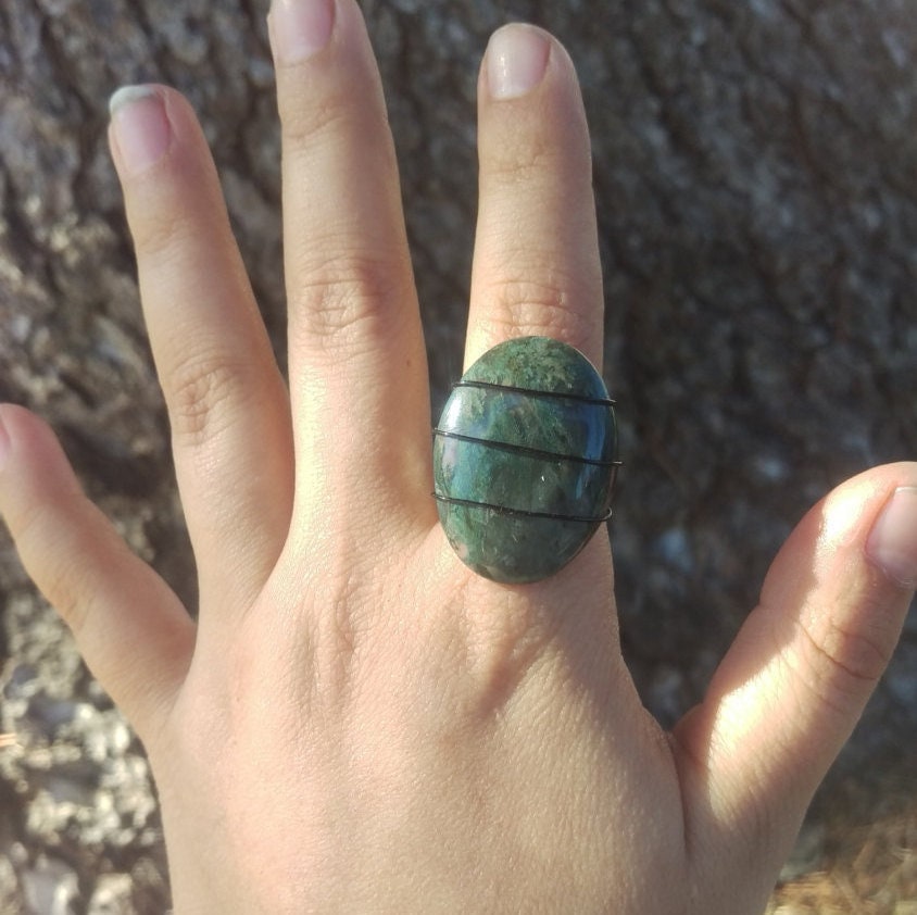Großer Moos Achat Ring von TiaReina