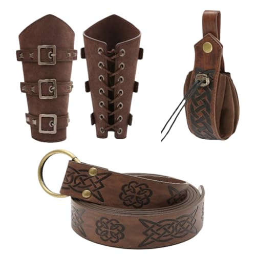 Tiajingzi Renaissance Zubehör Mittelalter Gürtel Hüfttasche Leder Vintage Zubehör Hüfttasche für Festival Cosplay Renaissance Messe Urlaub Kostüm Events, Coffee, Refer to Description, Unisex von Tiajingzi