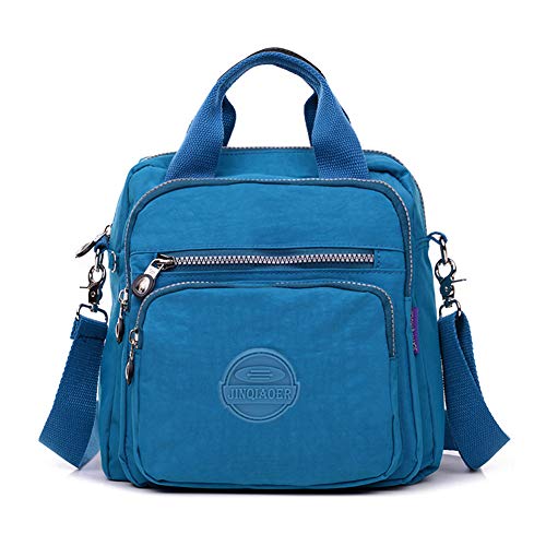 Mädchen Multifunktions wasserdichte Nylon Top Griff Handtasche Crossbody Satchel Handtasche Rucksack Nette Multi-Tasche Reißverschluss Travel Rucksack Tote (Blue) von TianMai