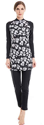 TianMai Heiße Neue Muslimische Bademode Islamischen Full Cover Frauen Kurzarm bescheidene Badeanzug Beachwear Burkini Lady Rash Schutz Surfen Anzug Kostüm (Black 2, Int'l 5XL (EU-Größe 48-50)) von TianMai