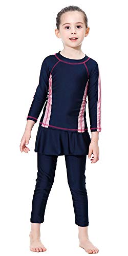 TianMai Mädchen Kinder Muslimische Bademode Islamische Schwimmanzug Badeanzug Burkini Muslim Swimwear (Blau, 140cm) von TianMaiGeLun