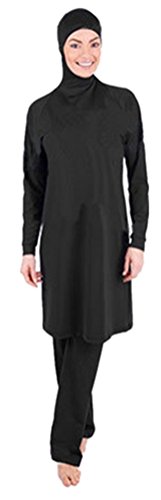 TianMai Muslimischen Badeanzug für Damen Muslim Islamischen Full Cover Bescheidene Badebekleidung Modest Muslim Swimwear Beachwear Burkini (Schwarz, Int'l 2XL) von TianMai