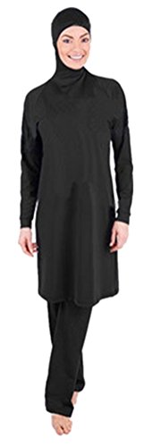 TianMai Muslimischen Badeanzug für Damen Muslim Islamischen Full Cover Bescheidene Badebekleidung Modest Muslim Swimwear Beachwear Burkini (Schwarz, Int'l L) von TianMai
