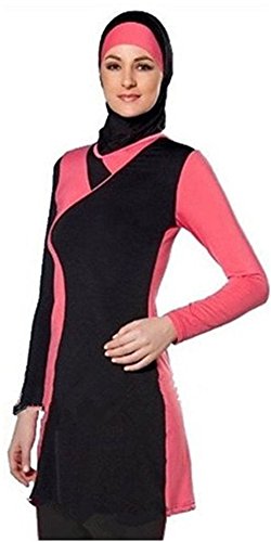 TianMai Neue Muslimische Bademode Muslim Islamischen Bescheidene Full Cover Badebekleidung Modest Swimwear Beachwear Burkini für Frauen (Rosa, Int'l M (EU-Größe 36-38)) von TianMai