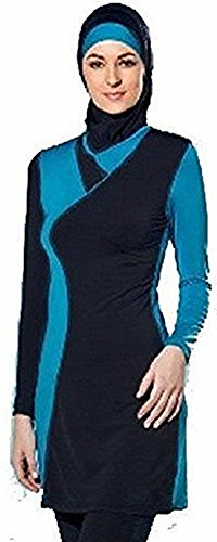 TianMai Neue Muslimische Bademode Muslim Islamischen Bescheidene Full Cover Badebekleidung Modest Swimwear Beachwear Burkini für Frauen (Schwarz, Int'l 2XL (EU-Größe 42-44)) von TianMai