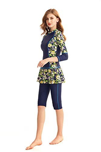 TianMaiGeLun Damen Rash Guard Langarm Badeanzug Badeanzug Badeanzug Set Surfanzug Burkini (T2, 4XL) von TianMaiGeLun