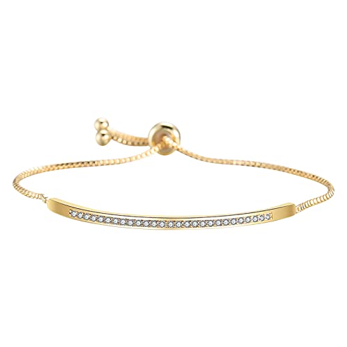 Armband Damen Armschmuck Geschenk Valentinstag Classic Slider Gold Elegantes Schmuck-Tennis-Armband Einstellbares glänzendes überzogenes Armband für Damen Verstellbar Armkette (Gold, One Size) von TianWlio