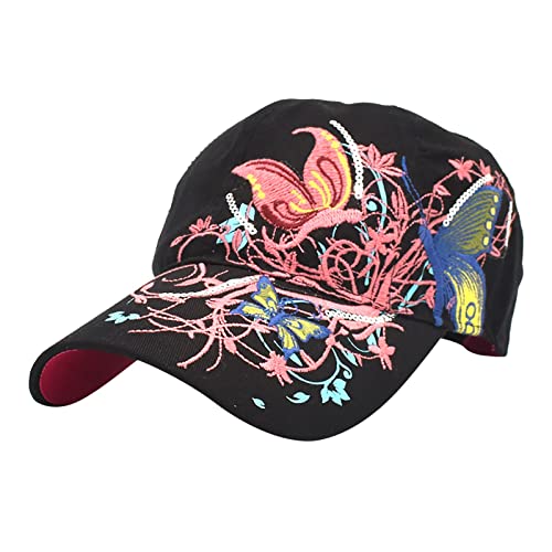 Baseball Freizeit Cap modischste Cap Outdoor Damen Hut Schmetterling Stickerei Baseballmütze Entenkappe Modetrend Sonnenblende Baseball Cap Unisex Outdoor Snapback Cap Mützen von TianWlio