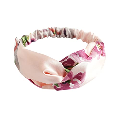 Damen Boho Print Haarschmuck Yoga Sport Haarband Frauen Eltern Kind Satin Elastisches Kreuz Haarband Geranium Haarschmuck AldultHairband Stirnbänder Elastische Blumen Vintage Haarbänder von TianWlio