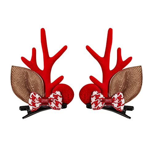 Haarclips für Baby Kinder Damen Haarspangen Weihnachtshaarspangen 1 Paar niedliche Hirschohren Haarschmuck Geweih Kopfbedeckung Haarspangen für Weihnachtsfeier von TianWlio