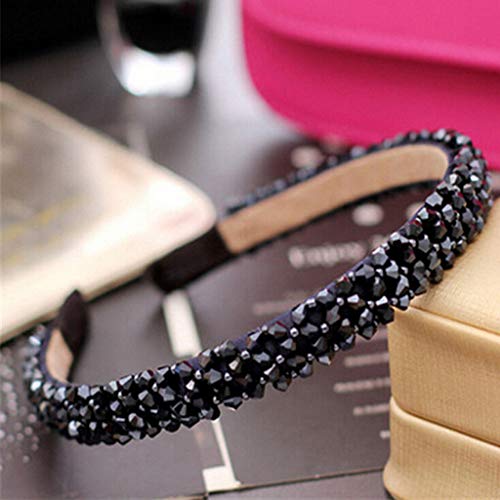 Haarreifen Stirnbänder Blumenstoff Haarbänder Party Perlen Haar Stirnband Frauen Haarband Hoop Haar Strass Kristallband Zubehör Haarreif Breit Vintage Headband für Mädchen Damen von TianWlio