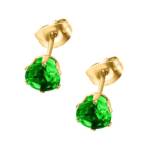 Ohrringe Vintage Hängend für Kleidung Damen Frauen Mädchen Ohrringe Schwarz Ohrringe Micro-Intarsien Ohr Weiß Runde Zacken Zirkon Clip Und Ohrringe (Green, One Size) von TianWlio