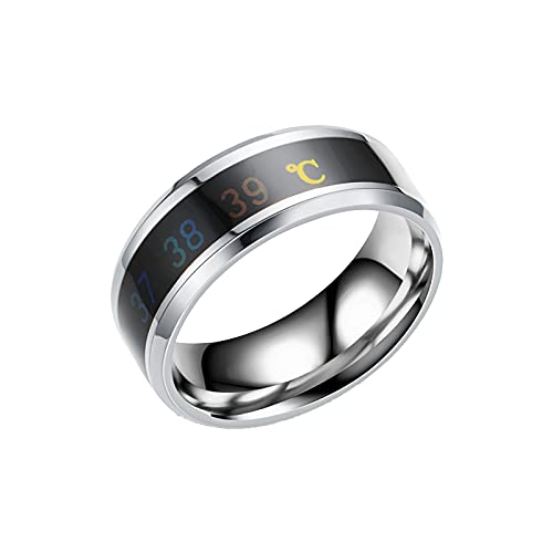 Ring Temperatur Körpertemperatur Stahl Paar Ringfarbe Smart Temperatur Stahl ändern Ringe Männer Frauen Paar Ringe Verstellbar Freundschaftsringe für Hochzeits Band Verlobungsringe (Silver, One Size) von TianWlio