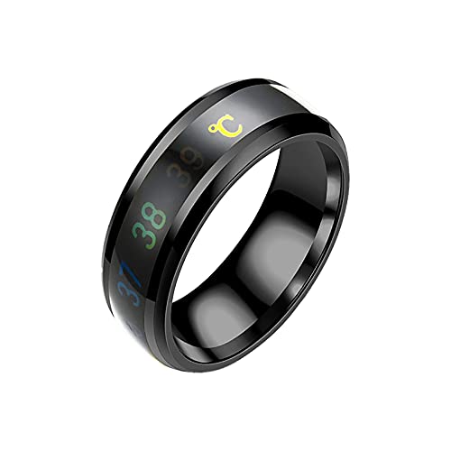 Ring Temperatur Körpertemperatur Stahl Paar Ringfarbe Smart Temperatur Stahl ändern Ringe Männer Frauen Paar Ringe Verstellbar Freundschaftsringe für Hochzeits Band Verlobungsringe (black, One Size) von TianWlio