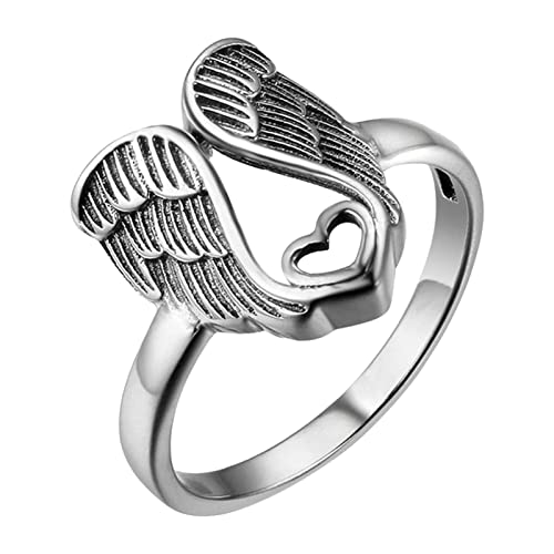 TianWlio „Angel's Mind“ Damen-Gedenkring aus Sterlingsilber, US6 bis 10, Ring, Liebesherz-Ring, weiblicher Mode-Persönlichkeitsring, einfache Damenringe Damen Ringe Zirkonia Verlobungsring für Frauen von TianWlio