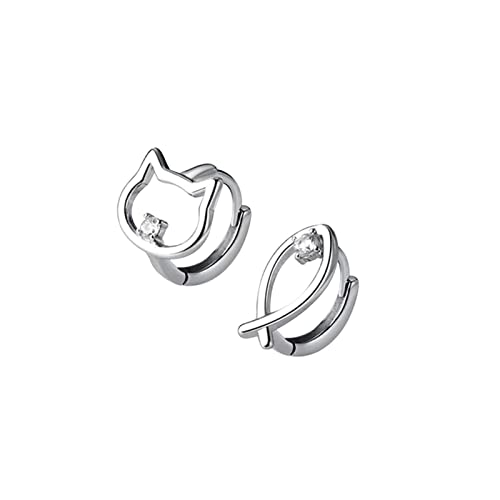 TianWlio Damen Edelstahl Ohrringe Wasserfester Schmuck Asymmetrische Cat Fish Ear Buckle Simple Sense Ohrringe 2023 Trendige Frühlingsohrringe Ohrringe Damen Ohrschmuck Zirkonia (Silver, One Size) von TianWlio