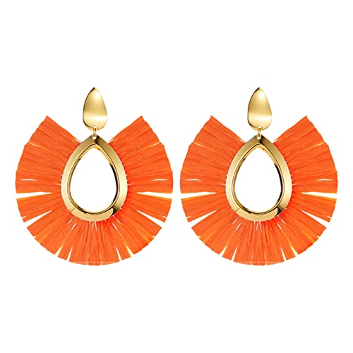 TianWlio Damen Edelstahl Ohrringe Wasserfester Schmuck Die neueste einfache Mode im europäischen Stil eignet sich für Damen-Party-Schmuckohrringe Ohrringe Damen Ohrschmuck Zirkonia (Orange, One Size) von TianWlio