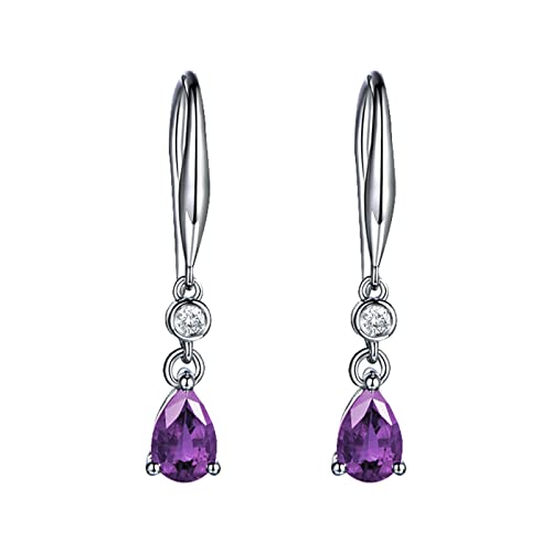 TianWlio Damen Edelstahl Ohrringe Wasserfester Schmuck Mode Edelstein Ohrringe Geburtstagsfeier Mode Ohrringe Schmuck Geschenke Kristall Ohrringe Hängend Anhänger für der Frauen (Purple, One Size) von TianWlio