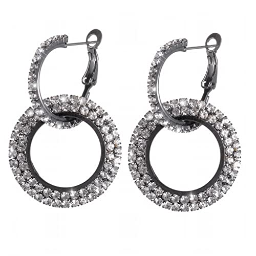 TianWlio Damen Edelstahl Ohrringe Wasserfester Schmuck Vintage große Torus Strass Statement Ohrringe Retro Fancy Cluster Kristalltropfen Ohrringe für Frauen Mädchen Ohrringe Damen (Black, One Size) von TianWlio