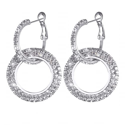 TianWlio Damen Edelstahl Ohrringe Wasserfester Schmuck Vintage große Torus Strass Statement Ohrringe Retro Fancy Cluster Kristalltropfen Ohrringe für Frauen Mädchen Ohrringe Damen (Silver, One Size) von TianWlio