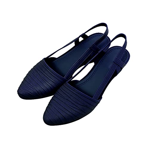 TianWlio Damen Geschlossene Ballerina Flache Schuhe Runde Klassische Profilsohle Glänzende Paillette Flach Sandalen Sommer Abendkleid Slip On Pantoffeln (Blue, 41) von TianWlio
