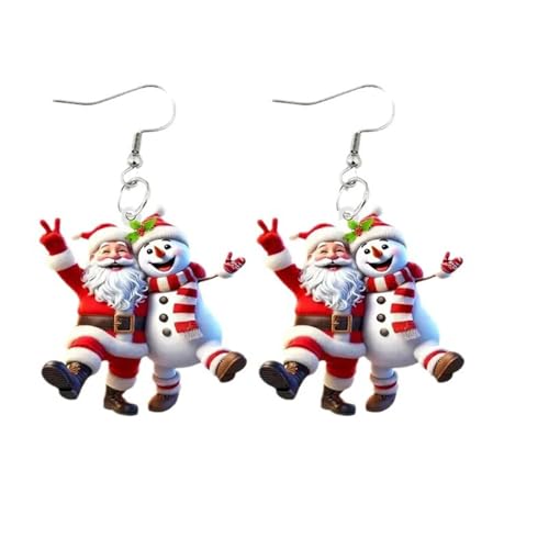 TianWlio Damen Hängende Ohrringe Zirkonia Kristall Schmuck Cute Santa C Laus Snowman Acrylic Earrings 2024 New Winter Holiday Atmosphere Earrings Ohrstecker Damen Ohrschmuck mit (Red, One Size) von TianWlio