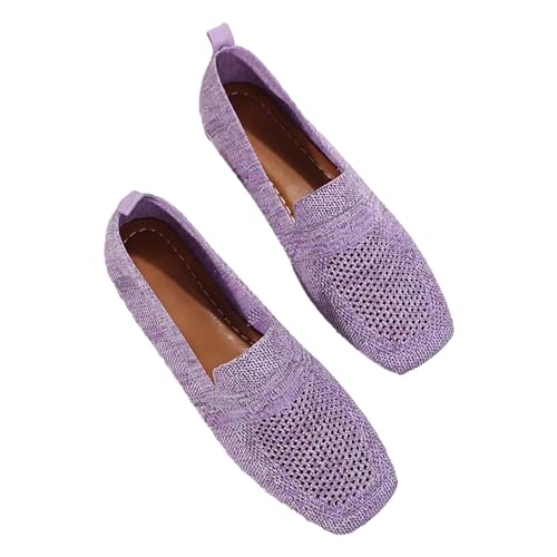 TianWlio Damen Klassische Ballerinas Profilsohle Flach Komfort Mary Jane Schuhe Weicher Rutschfester Gummisohle Halbschuhe Loafers Fahren Hausschuhe rutschfest (Purple, 41) von TianWlio
