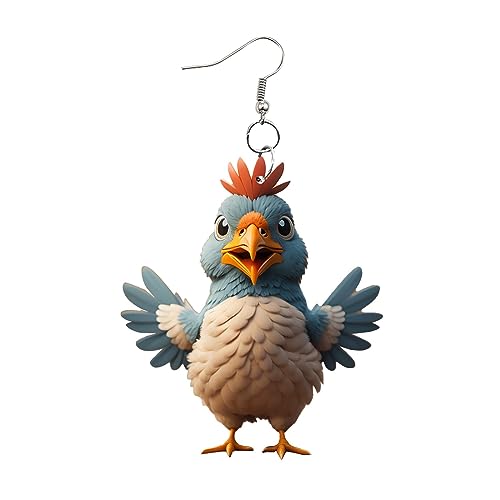 TianWlio Damen Ohrringe aus langlebigem Edelstahl Acryl-Charm, niedliche Huhn-Henne-Ohrringe, baumelnder Schmuck für Frauen und Mädchen, lustige Partygeschenke Ohrringe Anhänger Schmuck (D, One Size) von TianWlio