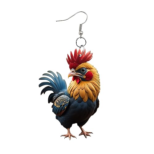 TianWlio Damen Ohrringe aus langlebigem Edelstahl Acryl-Charm, niedliche Huhn-Henne-Ohrringe, baumelnder Schmuck für Frauen und Mädchen, lustige Partygeschenke Ohrringe Anhänger Schmuck (E, One Size) von TianWlio