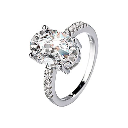 TianWlio Echter Moissanite-Diamantring Großer ovaler Eierring weiblich Damen Mädchen Ring Schmuck Eleganter von TianWlio