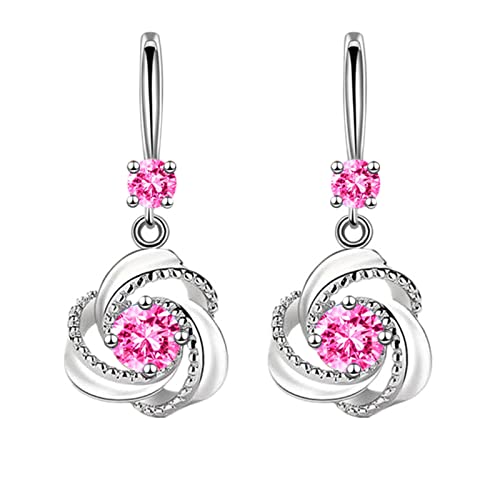 TianWlio Frauen Ohrstecker Schmuck Geschenk Diamantbesetzte temperamentvolle lange Kristallohrringe für kreative Mädchenohrringe für Frauen Ohrringe Damen Ohrhänger Ohrschmuck (Pink, One Size) von TianWlio