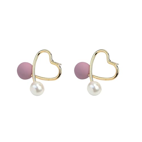 TianWlio Frauen Ohrstecker Schmuck Geschenk Einfache und vielseitige Liebesohrringe Mädchenohrringe Coole Ohrringe für Frauen Ohrringe Damen Ohrhänger Ohrschmuck (Pink, One Size) von TianWlio