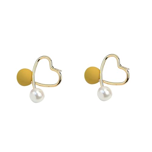 TianWlio Frauen Ohrstecker Schmuck Geschenk Einfache und vielseitige Liebesohrringe Mädchenohrringe Coole Ohrringe für Frauen Ohrringe Damen Ohrhänger Ohrschmuck (Yellow, One Size) von TianWlio