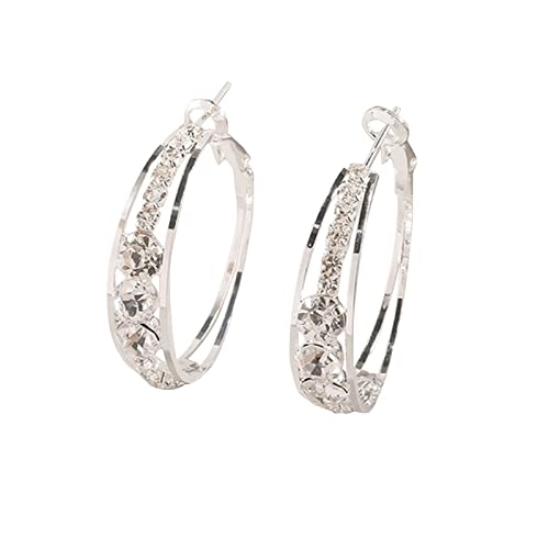 TianWlio Frauen Ohrstecker Schmuck Geschenk Personalisierte Strass Ohr große Ohrringe Ring Schmuck Hoop Ohr weibliche eingelegte Ohrringe Ohrringe Trendy Frauen Ohrstecker mit (Silver, One Size) von TianWlio