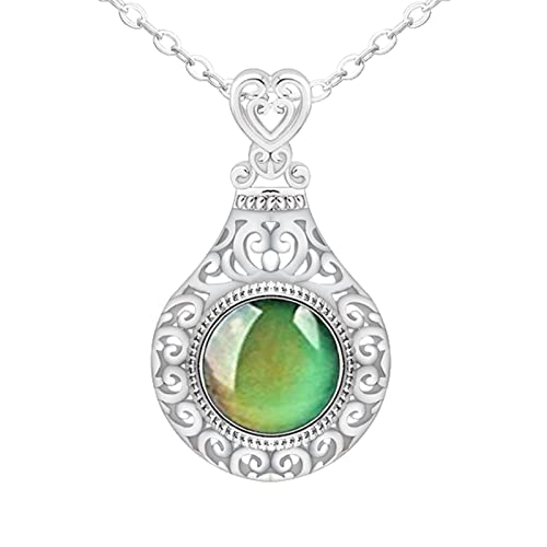 TianWlio Kette Damen Anhänger Geburtstag 925 Sterling Silber Stimmungs Necklack Für Damen Vintage Openwork Necklack Schmuck Temperaturkontrolle Farbwechsel Stimmungs Damen Halskette (Silver, One Size) von TianWlio