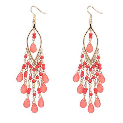 TianWlio Mode Kristall Strass Ohrringe Schmuck Geschenke 1 paar perlen ohrringe charme böhmischen tropfen frauen baumeln ohr bunte quasten ohrringe Ohrhänger Hochzeit Abschlussball (Pink, One Size) von TianWlio