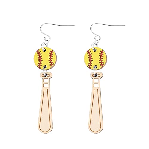 TianWlio Mode Kristall Strass Ohrringe Schmuck Geschenke 2023 New Baseball Holz Ohrstecker Ohrstecker Holzohrringe für Frauen und Mädchen Geschenk für Sie Ohrhänger Hochzeit (Yellow, One Size) von TianWlio