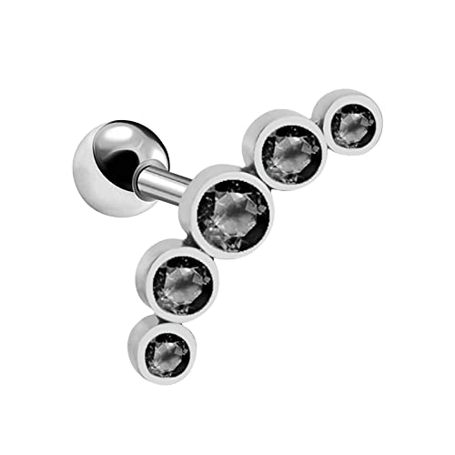 TianWlio Mode Kristall Strass Ohrringe Schmuck Geschenke Dicker Stab-Ohrstift Fünf kleine -Ohrringe Hochwertige -Silber-Ohrringe Ohrhänger Hochzeit Abschlussball Brautschmuck (Black, One Size) von TianWlio