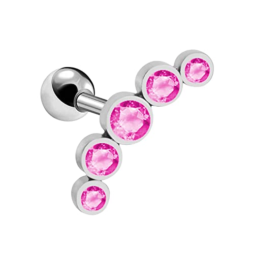 TianWlio Mode Kristall Strass Ohrringe Schmuck Geschenke Dicker Stab-Ohrstift Fünf kleine -Ohrringe Hochwertige -Silber-Ohrringe Ohrhänger Hochzeit Abschlussball Brautschmuck (Pink, One Size) von TianWlio