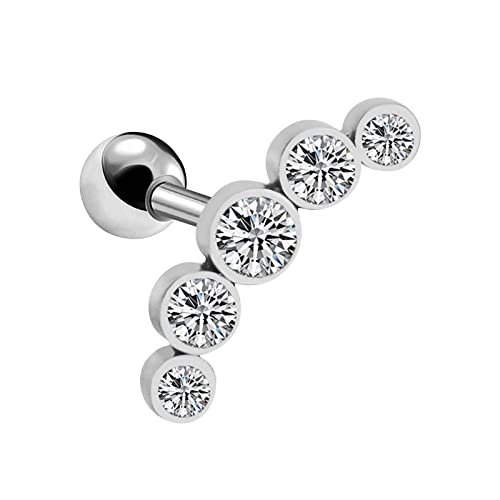 TianWlio Mode Kristall Strass Ohrringe Schmuck Geschenke Dicker Stab-Ohrstift Fünf kleine -Ohrringe Hochwertige -Silber-Ohrringe Ohrhänger Hochzeit Abschlussball Brautschmuck (White, One Size) von TianWlio