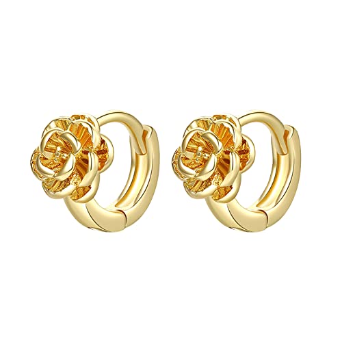 TianWlio Mode Kristall Strass Ohrringe Schmuck Geschenke Rose Ohrringe in Gold für Jugendliche minimalistische stechende Nieten trendige Ohrringe Ohrhänger Hochzeit Abschlussball (Gold, One Size) von TianWlio