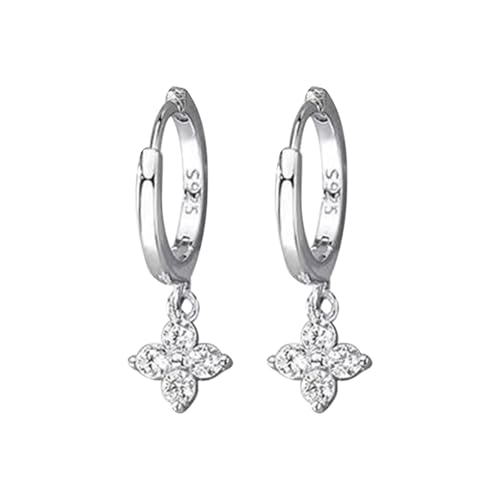 TianWlio Ohrhänger Hängende Ohrringe für Damen Geschenke Zircon Short Earrings Personality Cold Wind Geometric Flower Earrings With Four Ear Buckle Damen Valentinstag Jahrestag Geburtstag (A, A) von TianWlio
