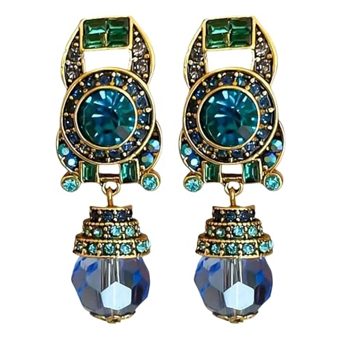 TianWlio Ohrringe Anhänger für Damen Retro Zirkonia Hängend Vintage Elegante frauen Ohrringe Mit Blau Tropfen Und Set Nadel Ohrringe Mit EINEM Von Temperament Ohrringe Hängend Bunte (Blue, One Size) von TianWlio