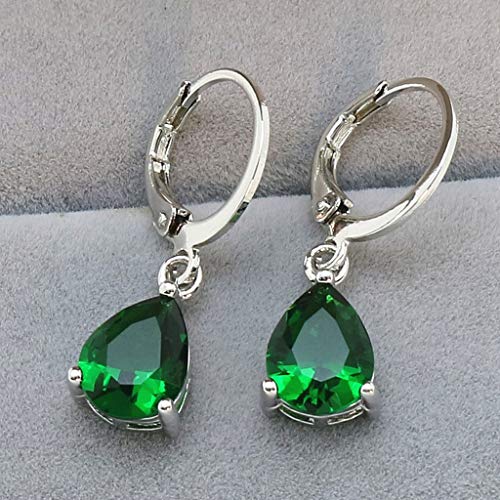 TianWlio Ohrringe Damen Elegante Damenschmuck Luxus-Temperament-geometrische Kreis-Ohrringe Persönlichkeits-Ohrringe Jewelry Ohrstecker Damen Edelstahl mit Kristallen (Green, One Size) von TianWlio