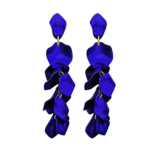 TianWlio Ohrringe Damen Elegante Damenschmuck Niedliche Ohrringe Niedliche Cartoon-Anhänger-Ohrringe Grüne Blatt-Ohrringe Jewelry Ohrstecker Damen Edelstahl mit Kristallen (Dark Blue, One Size) von TianWlio