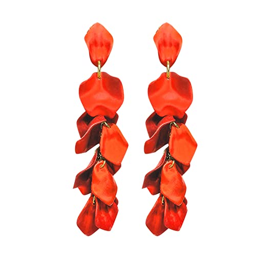 TianWlio Ohrringe Damen Elegante Damenschmuck Niedliche Ohrringe Niedliche Cartoon-Anhänger-Ohrringe Grüne Blatt-Ohrringe Jewelry Ohrstecker Damen Edelstahl mit Kristallen (Orange, One Size) von TianWlio