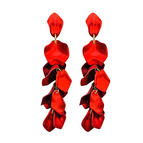 TianWlio Ohrringe Damen Elegante Damenschmuck Niedliche Ohrringe Niedliche Cartoon-Anhänger-Ohrringe Grüne Blatt-Ohrringe Jewelry Ohrstecker Damen Edelstahl mit Kristallen (Red, One Size) von TianWlio