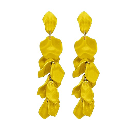 TianWlio Ohrringe Damen Elegante Damenschmuck Niedliche Ohrringe Niedliche Cartoon-Anhänger-Ohrringe Grüne Blatt-Ohrringe Jewelry Ohrstecker Damen Edelstahl mit Kristallen (Yellow, One Size) von TianWlio