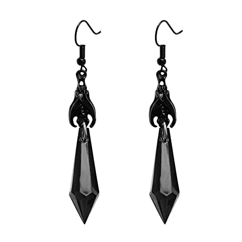 TianWlio Ohrringe Damen Elegante Damenschmuck Rote und schwarze Edelstein-Anhänger-Ohrringe Dunkle Fledermaus-dekorative Ohrringe Mode-feine Jewelry Ohrstecker Damen Edelstahl mit (Black, One Size) von TianWlio