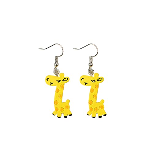 TianWlio Ohrringe Damen Ohrhänger Boho Kristall Cartoon niedliche Giraffe baumeln Ohrringe Geburtstagsgeschenke für Frauen Mädchen Kristall Ohrringe Hängend Anhänger für der Frauen (Yellow, One Size) von TianWlio